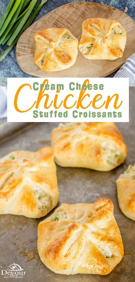 Stuffed Croissants, Chicken Croissant, Chicken Cream Cheese, Chicken Crescent Rolls, Make Shredded Chicken, Cheese Croissant, Crescent Recipes, Croissant Recipe, Chicken Stuffed