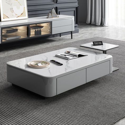 Trendy Coffee Table Ideas 2023 Modern Square Storage Coffee Table Center Table Stone ideas 2023 Centre Tipoy, Living Room Decor Blue Sofa, Square Living Room Table, Center Table Decoration, Centre Table Design, Centre Table Living Room, Tiny Table, Trendy Coffee Table, Center Table Decor