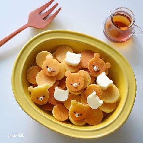 Bear Pancakes, Shaped Pancakes, Cafe Idea, Meal Planning Menus, Super Snacks, Food Art For Kids, Kawaii Cooking, Treats Recipes, Rice Ball