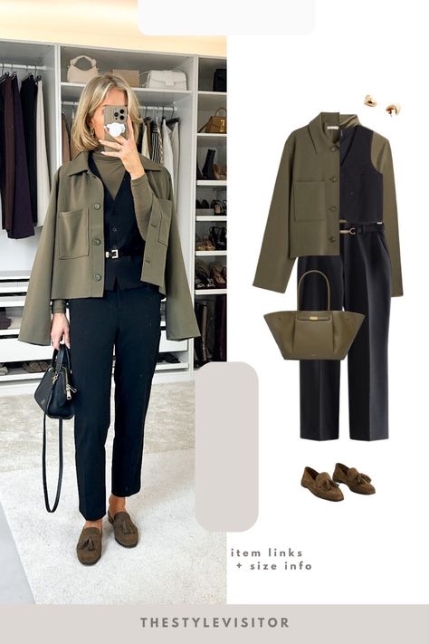 Shop Slacks and other curated products on LTK, the easiest way to shop everything from your favourite creators. Spring Brown Loafers With Contrast Sole, Chic Suede Loafers For Fall, Chic Brown Suede Loafers, Chic Suede-lined Loafers For Work, Suede Loafers Outfit, Sezane Vicky Loafers, Green Khaki Jacket, City Break Outfit, Khaki Jacket