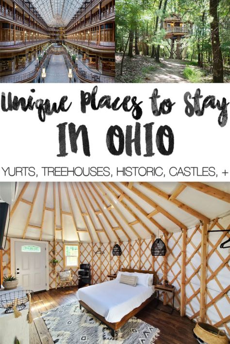 Unique Ohio Accommodation options Romantic Getaways In Ohio, Ohio Weekend Getaways, Ohio Adventures, Ohio Getaways, Ohio Destinations, Ohio Vacations, Unusual Hotels, Christmas Getaways, Ohio Travel