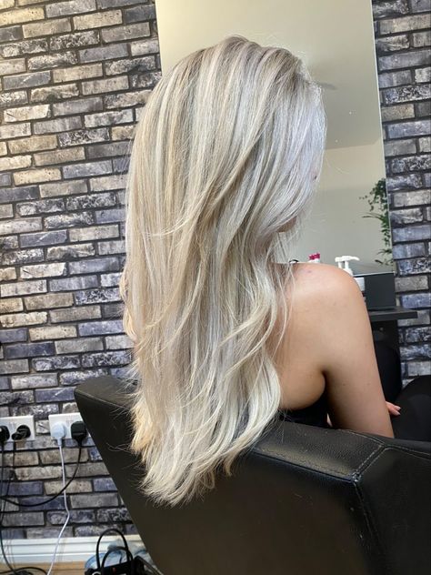 Icy Blonde Highlights On Blonde Hair, White Blonde Hair With Lowlights, Full Head Blonde Highlights, Silvery Blonde, Beach Blonde Hair, Blonde Hair Goals, Perfect Blonde Hair, Icy Blonde Hair, White Blonde Hair