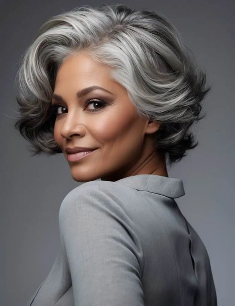 2024 Hair Color Trends For Black Women Over 40 50 And Older Hair Styles For Women, Gray Hair For Black Women, Gray Hair Styles For Black Women, Naturally Grey Hair, Grey Dyed Hair Black Women, Silver Braids Black Women, Edgy Grey Hairstyles Over 50, Silver Hairstyles, Salt And Pepper Curly Hair