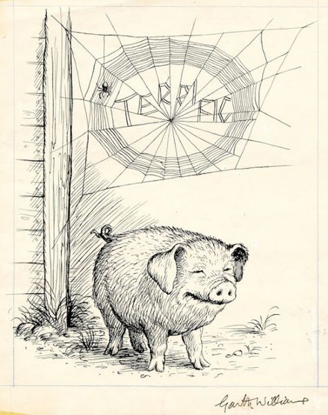 Garth Williams, illustrazione per Charlotte's web, via http://flavorwire.com/260278/garth-williams-gorgeous-original-illustrations-for-charlottes-web Charlotte’s Web, Garth Williams, Charlotte's Web, Spider Webs, Childhood Books, Children's Literature, Childrens Illustrations, Manado, Children's Book Illustration