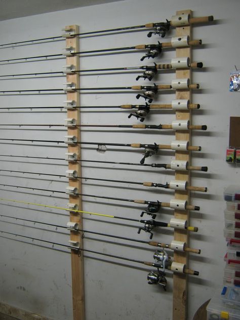 Diy Fishing Pole, Diy Fishing Rod Holder, Fishing Pole Storage, Diy Fishing Rod, Fishing Pole Holder, Fishing Storage, Fishing Rod Storage, Fishing Rod Rack, Rod Rack