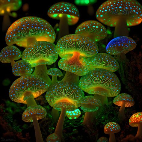 Underwater Mushrooms, Bioluminescence Mushroom, Luminescent Mushroom, Fluorescent Mushroom, Bioluminescent Fungi, Bioluminescence Aesthetic, Colourful Mushrooms, Bioluminescent Mushrooms, Mushroom Core