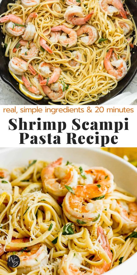 Quick Shrimp Scampi Pasta Linguine Shrimp Scampi, Cooked Shrimp Pasta Recipes, Shrimp And Rotini Recipes, Creamy Shrimp Scampi Linguini, Shrimp Scampi Noodles, Buttery Shrimp Pasta, Low Fat Shrimp Scampi, Shrimp Scampi Noodles Recipe, Shrimp And Elbow Pasta Recipes