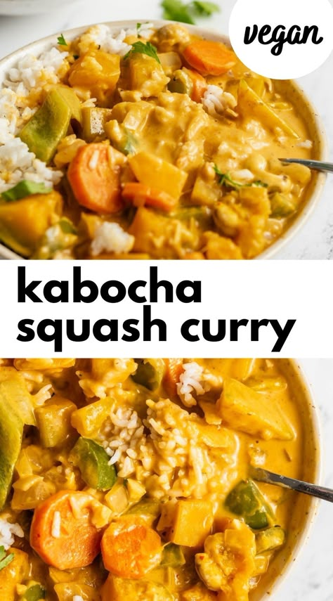 Kabocha Squash Red Curry Food Network, Squash Curry Indian, Kabocha Squash Recipe Instant Pot, Kobacha Squash Curry, Roasted Kobucha Squash, Kabocha Squash Recipe Soups, How To Cook Kabocha Squash, Sunshine Kabocha Squash Recipes, Vegan Kabocha Squash Recipe