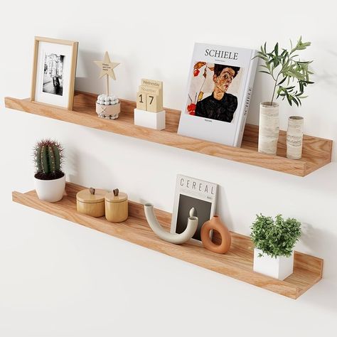 Amazon.com: Axeman Oak Floating Shelves 36 Inch Picture Ledge Shelf Set of 2, Solid Wood Shelves with Lip for Wall Decor Storage Bedroom Living Room Bathroom Kitchen, Black : Home & Kitchen Shallow Shelf Decor, Powder Room Shelf, Shelves With Lip, Picture Ledge Shelf, Shallow Shelves, Oak Floating Shelves, Ledge Shelf, Wall Decor Storage, Storage Bedroom