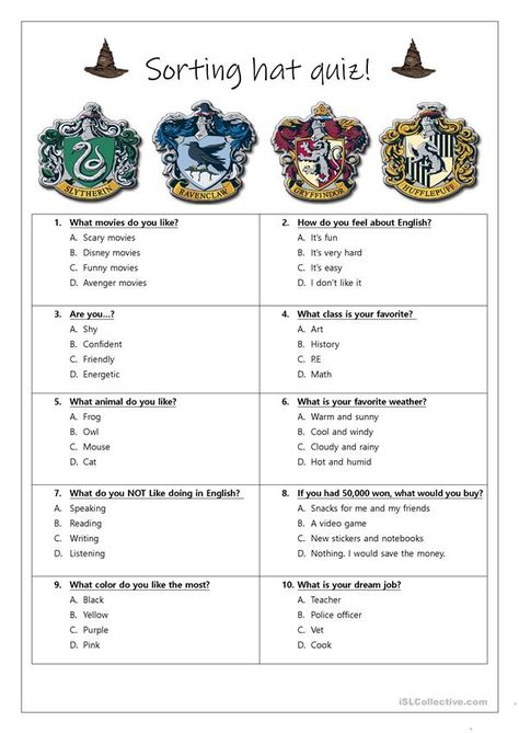 Sorting Hat Activity Harry Potter, Harry Potter Class Activities, Harry Potter Classroom Activities, Sorting Hat Game, Harry Potter Games For Kids, Diy Harry Potter Birthday, Harry Potter Sorting Hat Quiz, Harry Potter English, Sorting Hat Harry Potter