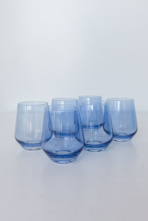 Estelle Colored Wine Stemless Set Things I Want, Treasure Hunting, Stemless Wine Glasses, Kitchen Supplies, Kitchen Items, New Kitchen, Cobalt Blue, Wine Glasses, Hand Blown