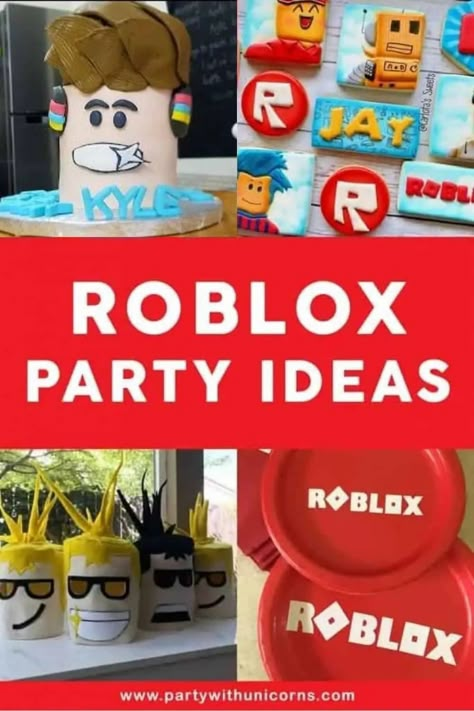 Learn how to plan a Roblox party with ideas for decorations, food, and some screen-free games and activities that will fit perfectly with the Roblox birthday theme. With all of these great Roblox party ideas, your guests will have no idea if you are a noob or not! #robloxparty #roblox Roblox Birthday Activities, Roblox Birthday Party Game Ideas, Roblox Party Activities, Roblox Birthday Games, Roblox Party Food Ideas, Roblox Birthday Party Ideas Diy, Roblox Activities For Kids, Roblox Birthday Party Games, Roblox Party Games