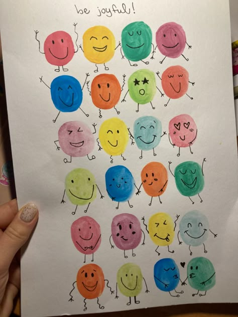 Thumb Print Doodles, Fingerprint Characters, Finger Print Art Ideas, Finger Print Drawing, Fingerprint Drawing, Thumb Painting, Thumb Art, Color Art Lessons, Thumbprint Art