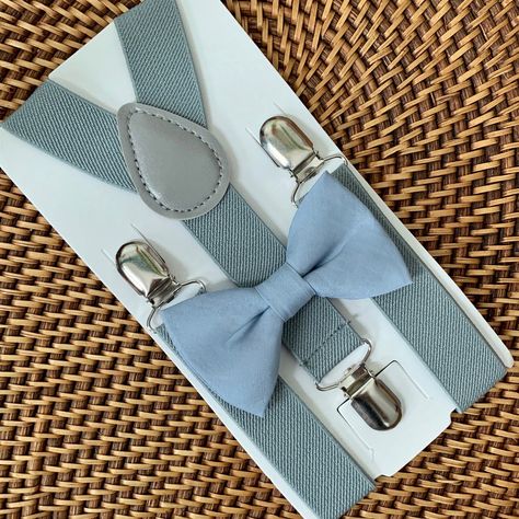 Dusty Blue Bow Tie, Champagne Bow Tie, Navy Blue Bow Tie, Grey Suspenders, Tie And Suspenders, Suspenders Wedding, Gentlemen Wear, Bearer Outfit, Groomsmen Wedding