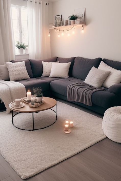 Living Room Beige Couch, Beige Couch Decor, Kitchen Wallpaper Ideas, Grey Paint Living Room, Practical Home Decor, Black Living Room Decor, Modern Apartment Decor, Living Room Decor On A Budget, Simple Living Room Decor