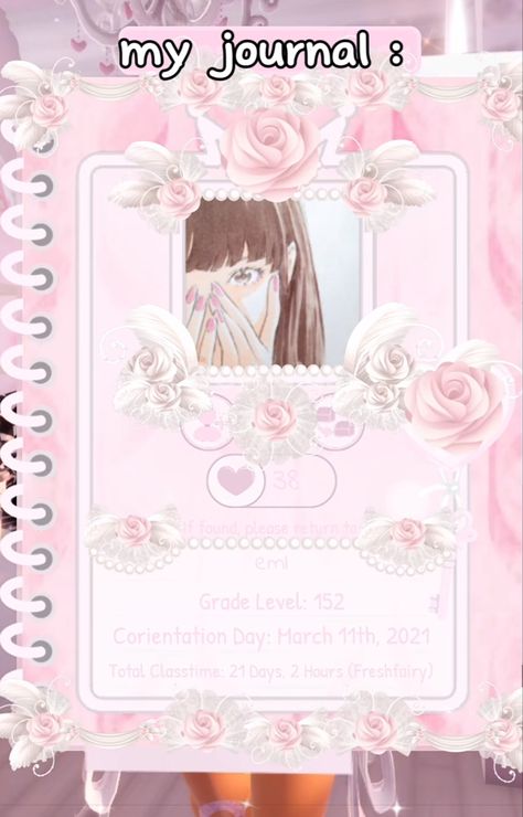 Royals High Decal Id, Royal High Journal Pfp Codes, Rh Notebook Ideas, Coquette Rh Outfits, Royal High Notebook Ideas, Aesthetic Royale High Journal Ideas, Rh Diary Ideas, Royale High Notebook Ideas, Royale High Id Codes For Journal