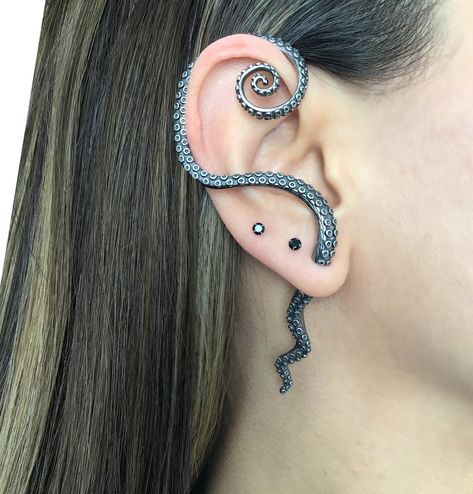 Octopus Tentacle Ear Cuff Octopus Tentacle Ear Cuff Ear - Etsy Octopus Ear Tattoo, Octopus Clothes, Octopus Wedding, Tentacle Earrings, Alaska Outfits, Octopus Earrings, Kid Summer, Earring Cuff, Octopus Jewelry