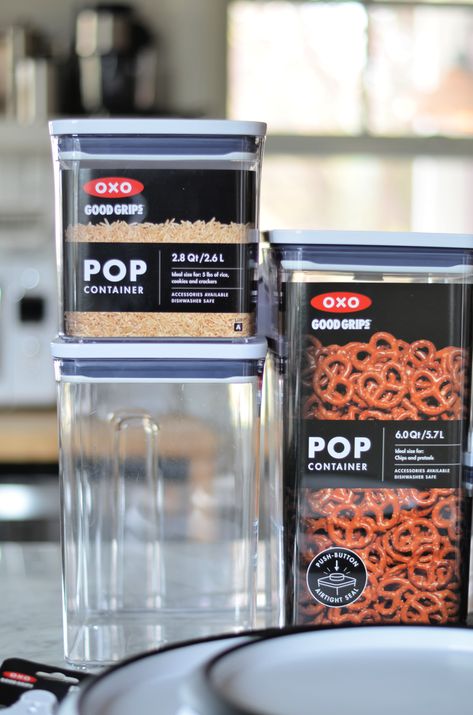 Pantry Organization with OXO Pop! Oxo Pantry Organization, Oxo Containers, Oxo Pop Containers, Plastic In The Sea, New Year Friends, Happy New Year Friends, Family Mission, Xmas Wishlist, Dry Food Storage