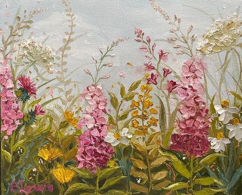 Irish Fields, Painting Meadow, Wildflower Painting, Meadow Painting, Pink Flower Painting, Hydrangea Painting, Wildflower Paintings, November 1st, Painting Flower