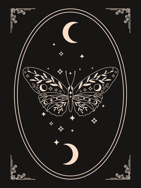 Goth Wall Mural, Witchy Graphic Design, Drawing On Doors Ideas, Moon Moth Art, Witchy Fabric, Cricut Wallpaper, Witchy Elements, Witchy Prints, Witchy Designs