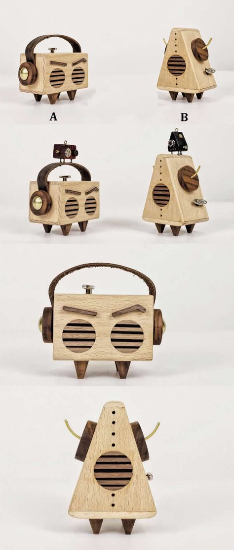 Robot Wood, Wood Robots, Wooden Robots, Wood Robot, Box Robot, Wooden Robot, Toy Ornaments, Robot Gift, Recycled Robot