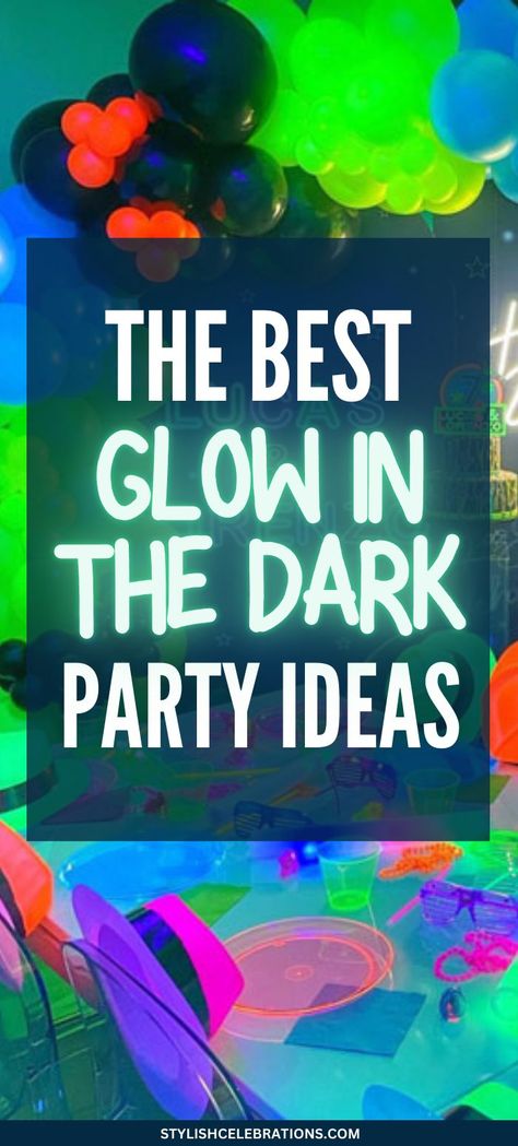 The Best Glow In The Dark Party Theme Ideas Dark Party Theme, Neon Party Foods, Glow Party Decorations, Glow Theme Party, Neon Decorations, Glow In The Dark Party, Party Theme Ideas, Dark Party, Neon Box