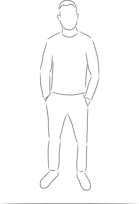 A man stands, hands in pockets, vector. Hand drawn sketch. Drawing Of A Man Standing, Man Standing Drawing, Person Standing Drawing, Standing Sketch, Ashwin Kumar, Hands In Pockets, Cap Drawing, Man Sketch, Simple Craft