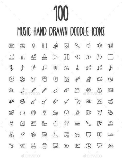 100 Music Hand Drawn Doodle Icons Icon Tattoo, Music Doodle, Doodle Icons, Small Doodle, Hand Doodles, Handpoke Tattoo, Music Drawings, Doodle Tattoo, Hand Drawn Icons