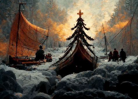 Raiding, pillaging, and... decking the halls? The Viking influence on Christmas | The Viking Herald Viking Santa, Viking Christmas, Sacred Tree, Tree Spirit, The Vikings, Old Norse, Midnight Sky, Evergreen Plants, Medieval Period