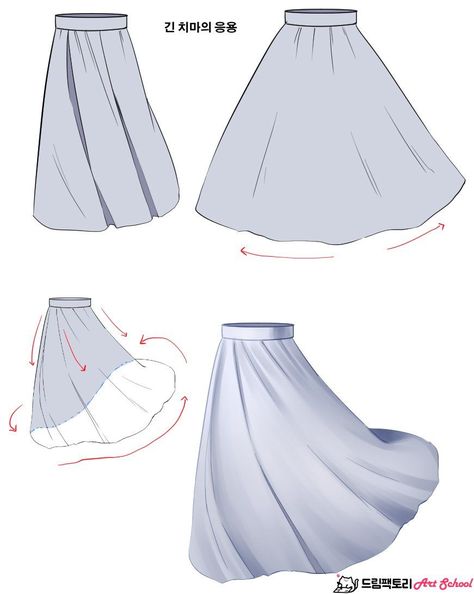 Circle Skirt Drawing, Skirt Drawing Reference, Skirt Drawing, Wind Drawing, Tips For Artists, Clothing Reference, Drawing Anime Clothes, Coloring Tutorial, Digital Painting Tutorials