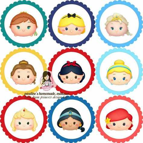 ♡ Princess ♡ Tsum Tsum Design Tags Tsum Tsum Princess, Edible Photo Cake, Clay Disney, Disney+ Icon, Princess Sticker, Disney Rooms, Disney Tsum Tsum, Princesa Disney, Cute Clay