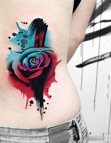 Wolf Tattoo Forearm, Rose Tattoo Stencil, Watercolor Tattoo Ideas, Pretty Flower Tattoos, Watercolor Rose Tattoos, Tiki Tattoo, Neon Tattoo, Medusa Tattoo Design, Rose Drawing Tattoo