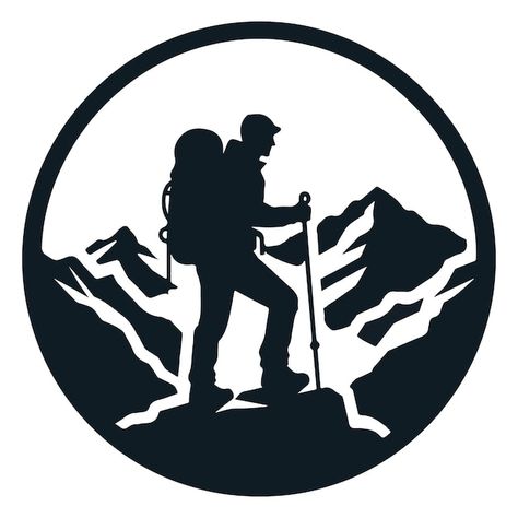 Travel Logo Ideas, Mountaineering Logo, Adventure Silhouette, Camper Graphics, Climbing Logo, Logo Camping, Mountain Logo Design, Travel Logos, Mountains Logo