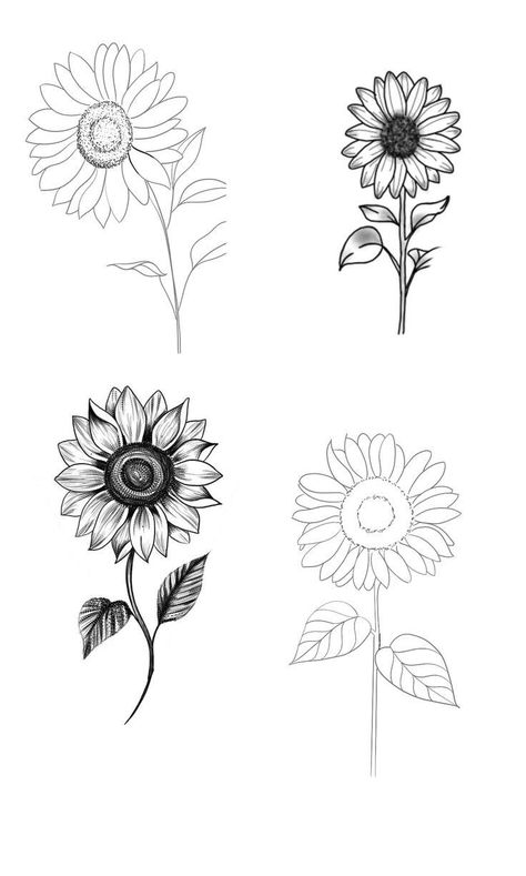 Sunflower Simple Tattoo, Sunflower Small Tattoo, Mini Sunflower Tattoo, Sunflower Drawing Tattoo, Top Of Arm Tattoo, Girasoles Tattoo, Sunflower Tattoo Stencil, Small Delicate Tattoos For Women, Simple Sunflower Tattoo