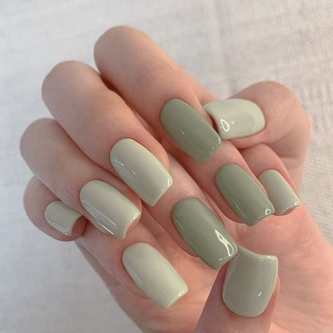 Mint Nails, Green Acrylic Nails, Pastel Nails Designs, Plain Nails, Plaid Nails, Beige Nails, Almond Acrylic Nails, Short Acrylic Nails Designs, Nail Nail