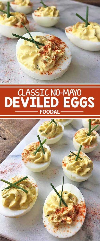 Love deviled eggs, but you're not a fan of mayo? You can still enjoy this favorite party appetizer with our tasty recipe. Instead of mayonnaise, we use an easy substitute: but you'll have to keep reading to find out what it is! Combined with the other classic ingredients like relish, mustard, and fresh herbs, you still get the same great taste, all in one bite! Get our quick update to this amazing dish now on Foodal. Deviled Eggs No Mayo, Salmon Balls, Children Recipes, Favorite Party Appetizers, Gluten Free Puff Pastry, Deviled Eggs Classic, Kitchen Magic, Deviled Eggs Recipe, Fit Food