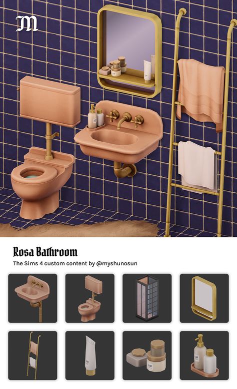 Sink Cc Sims 4, Sims 4 Aesthetic Clutter, Sims 4 Cc Artist, Ts4 Bathroom Cc, Sims4 Bathroom Cc, Sims 4 Sink Cc, Sims 4 Bathtub, Sims 4 Bathroom Ideas, Sims 4 Cc Furniture Bathroom