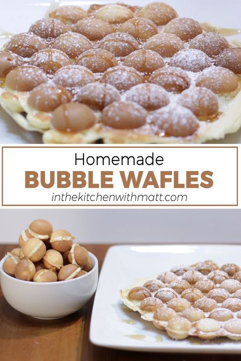 Homemade bubble waffles on a plate. Egg Waffles, Waffle Cone Recipe, Bubble Waffles, Egg Waffle, Ice Crea, Waffle Ice Cream, Homemade Bubbles, Bubble Waffle, Waffles Recipe