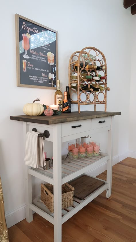 Ikea Forhoja Hack, Ikea Coffee Bar, Kitchen Cart Makeover, Diy Bar Table, Ikea Forhoja, Ikea Kitchen Cart, Diy Dining Room Table, Ikea Kitchen Island, Table Ikea