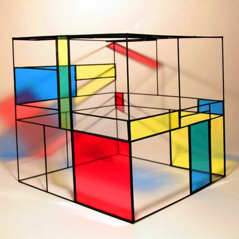 Stained Glass Architecture, Mondrian Art Projects, Isometric Drawing Exercises, Shadow Architecture, Cubes Architecture, Conceptual Model Architecture, Mondrian Art, Isometric Drawing, Architecture Portfolio Design