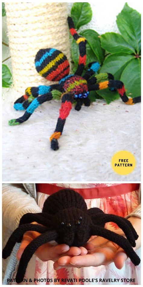 6 Free Knitted Spider Patterns For Halloween. 6 Free Knitted Spider Patterns For Halloween curated by The Knit Crew. Halloween Knitting Patterns Free, Knitted Spider, Halloween Knitting Patterns, Halloween Knitting, Knitted Stuffed Animals, Spider Pattern, Halloween 6, Animal Knitting Patterns, Yarn Projects