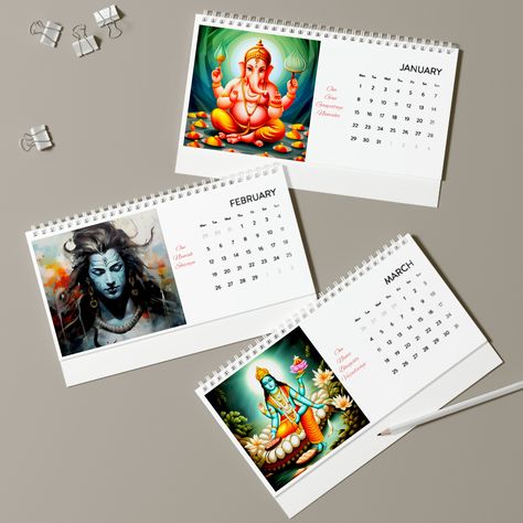 Hindu Calendar, Indian God, Indian Inspired, Indian Gods, Desk Calendars, Gods And Goddesses, Gsm Paper, Charlotte Nc, Ships