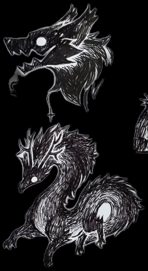 Wolf Demon Tattoo, Skull Wolf Art, Dragon Icon Aesthetic, White On Black Drawing, Animal Silhouette Art, Cool Designs To Draw, Animals In The Wild, Black Drawing, Dragon Skull