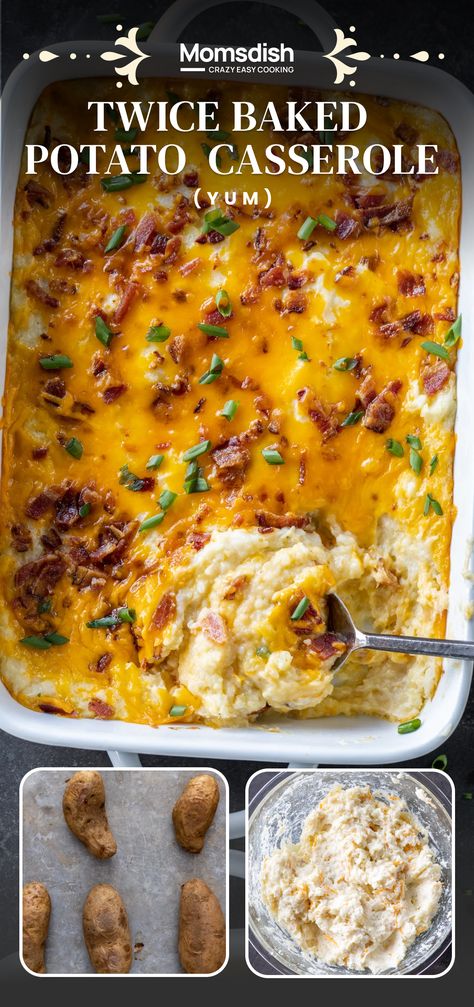 This twice baked potato casserole is made with creamy mashed potatoes, melty cheddar cheese, and crispy bacon bits. Are you looking for comfort food? Because this is it! Bacon Cheddar Mashed Potatoes, Twice Baked Mashed Potato Casserole, Twice Baked Potatoe Casserole, Baked Mashed Potato Casserole, Twice Baked Potato Casserole Recipe, Twice Baked Mashed Potatoes, Twice Baked Potato Casserole, Cheddar Mashed Potatoes, Baked Mashed Potatoes