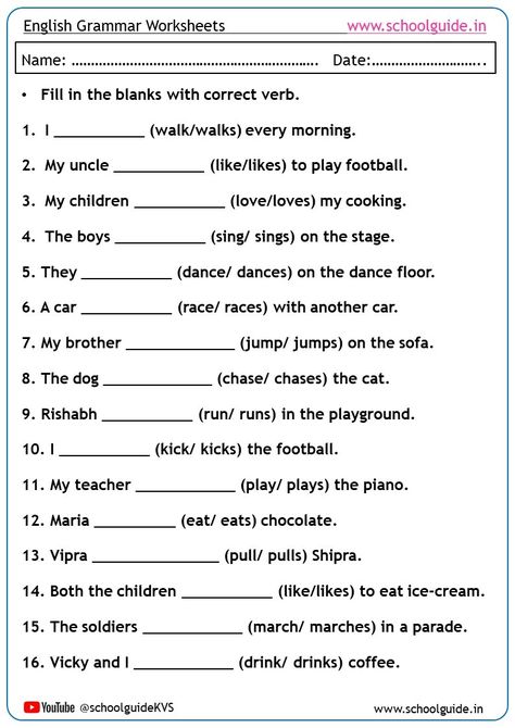 Free Printable Verbs Worksheets | Free Printable English Grammar Worksheets | English Grammar Worksheets PDF | School Guide Middle School Worksheets Free Printable, Class 5 English Worksheets, English Verbs Worksheets, Grammer English Worksheet, Tenses English Grammar Worksheets, English Worksheets For Grade 5, Grammar Worksheets 3rd Grade, 6th Grade English Worksheets, Verbs Worksheet For Grade 6