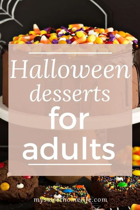 These Halloween desserts for adults are creepy, cute, and delicious! Make them for your next party or date night. There's 13 Halloween desserts ideas and recipes for you to try this October 31st! Halloween Party Dessert Ideas For Adults, Halloween Dessert Ideas For Adults, Halloween Dessert Party Ideas, Dessert Ideas For Halloween, Spooky Night Desserts, Halloween Adult Desserts, Halloween Desserts For Work, Easy Halloween Desserts For Adults, Halloween Dessert Party