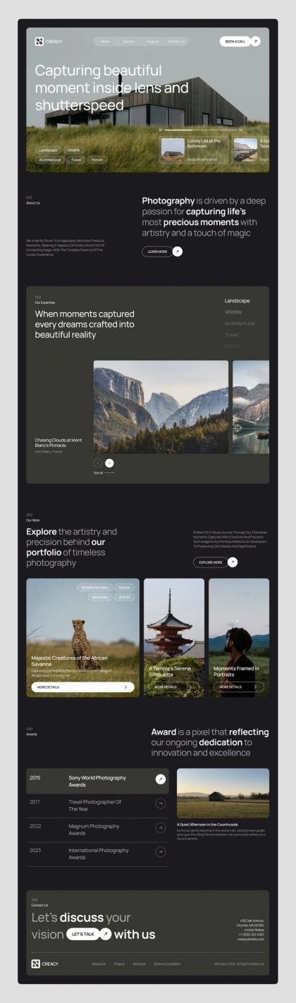 Filip Felbar - Creacy - Photography Agency Landing Page | Web layout design, Landing page, Ui design website – SAVEE Landing Page Ui Design, Design De Configuration, Agency Landing Page, Landing Page Ui, Photography Agency, Modern Website Design, Ui Design Website, Modern Web Design, Ux Design Inspiration