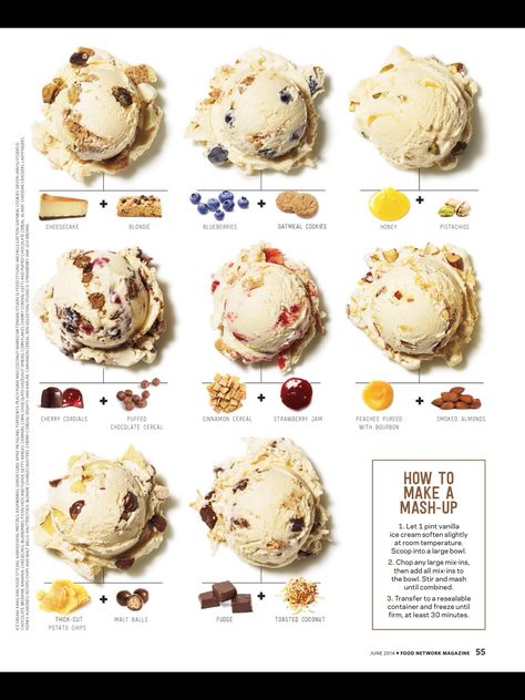 Ice Cream Sundae Recipe Ideas, Spring Ice Cream Flavors, Korean Ice Cream, Blueberry Oatmeal Cookies, Cinnamon Cereal, Gelato Flavors, Artisan Ice Cream, Ice Cream Photography, Ice Cream Menu