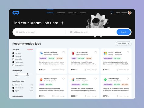 Job Search Website Concept App Homepage, Search Ui, Web Design Jobs, Ui Ux Website, Website Concept, Job Website, Search Web, Ui Design Website, Homepage Design