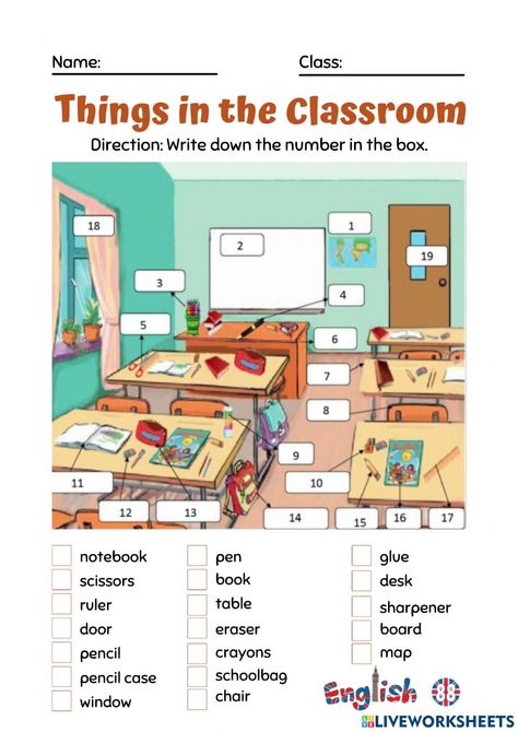 Things In The Classroom Flashcards, Things In School Worksheets, Classroom Things Worksheet, Things In Classroom Worksheet, My Classroom Worksheets, Things In The Classroom Worksheet, School Things Worksheet For Kids, In The Classroom Worksheet, School Things Worksheet